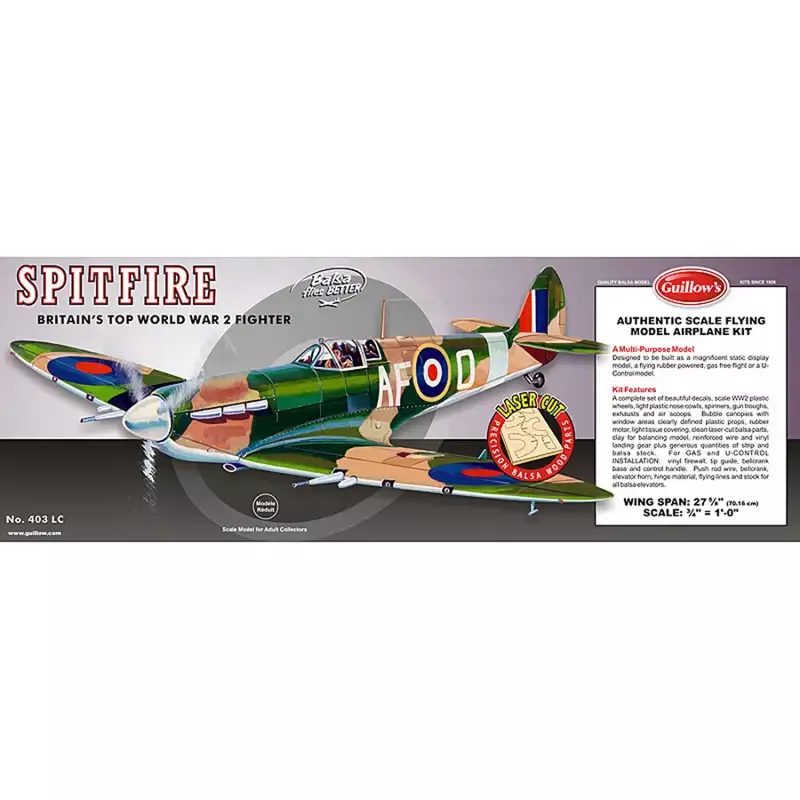 1/16 Supermarine Spitfire Laser Cut Kit, 27-5/8″