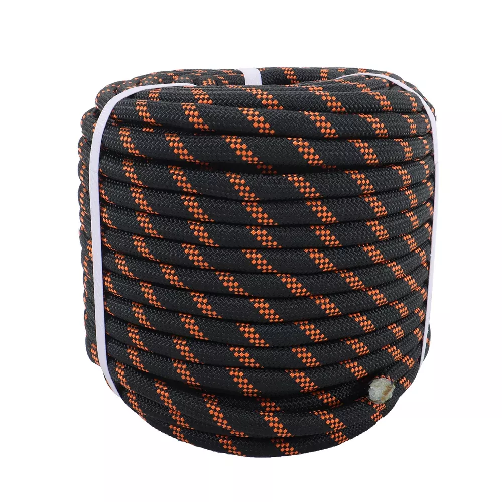 1/2"×200' 48 Strands Polyester Braided Arborist Rope Rigging Rope Black & Orange