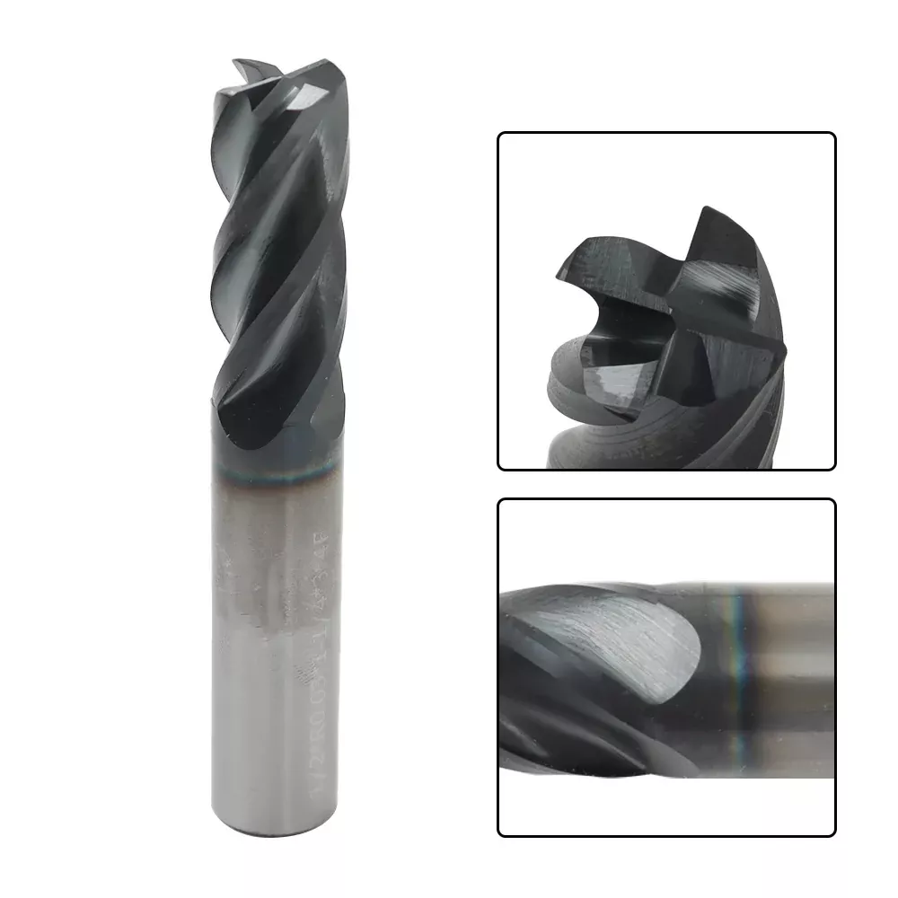 1/2" 4 FLUTE VARIABLE HELIX CARBIDE END MILL - .030 RADIUS - TiALN