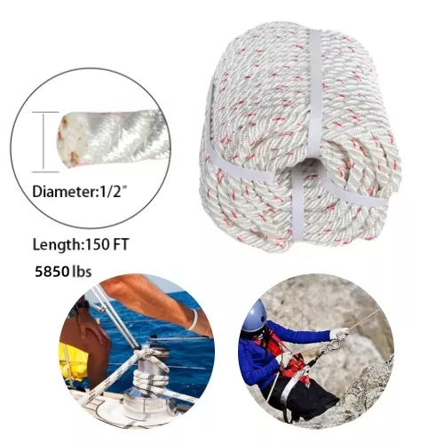 1/2" X 150' Double Braid Polyester Rope 5850lbs Arborist Bull Rope Rigging Rope