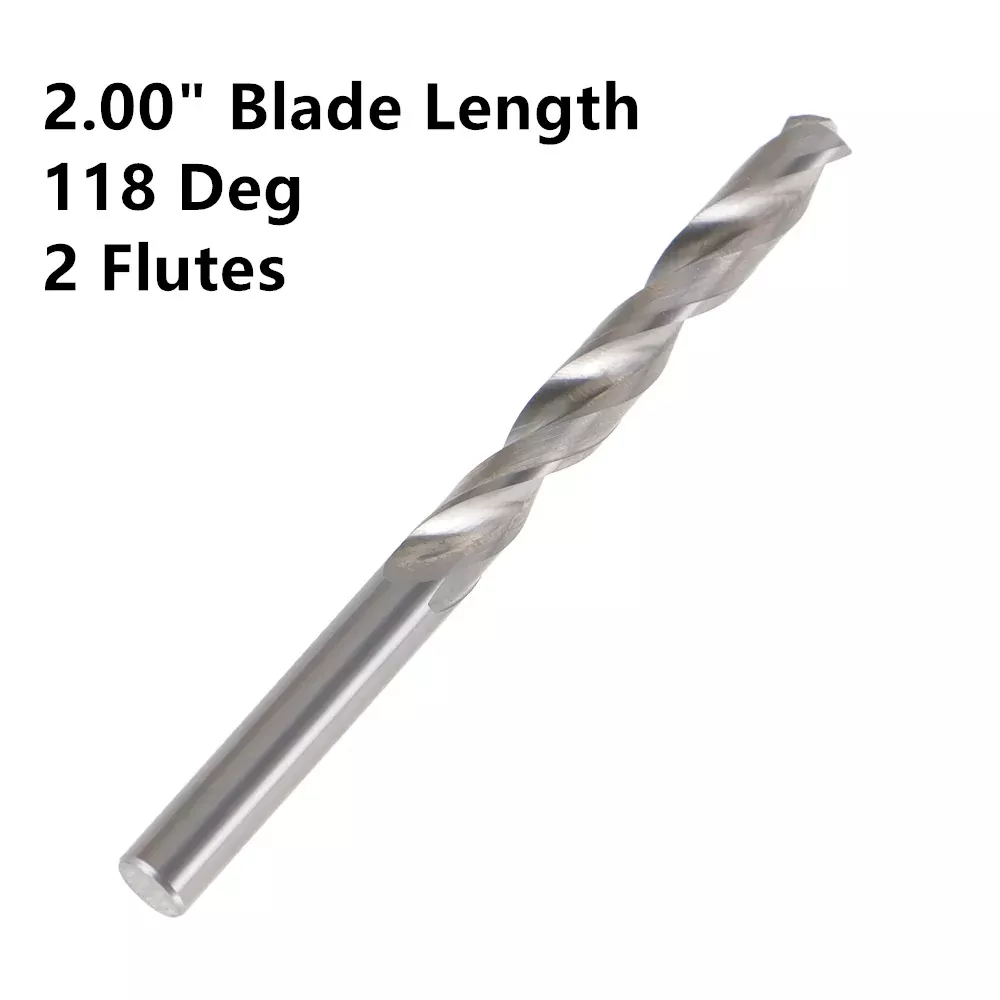 1/4" 2 Flute 118 Degree 3.25 OAL Solid Carbide Jobber Length Twist Drill Bit