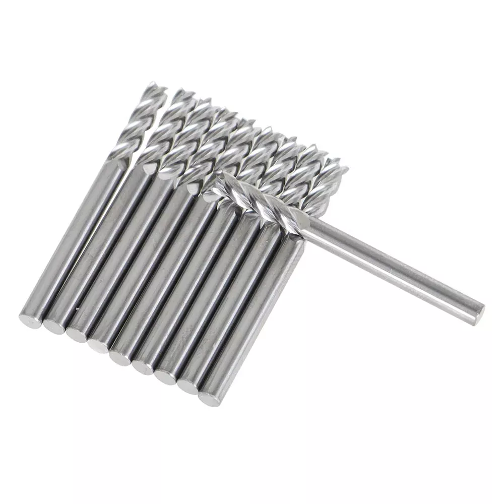 10 PCS 1/8" Diameter 4 Flute 1/2" LOC 1-1/2" OAL Carbide Square End Mill New