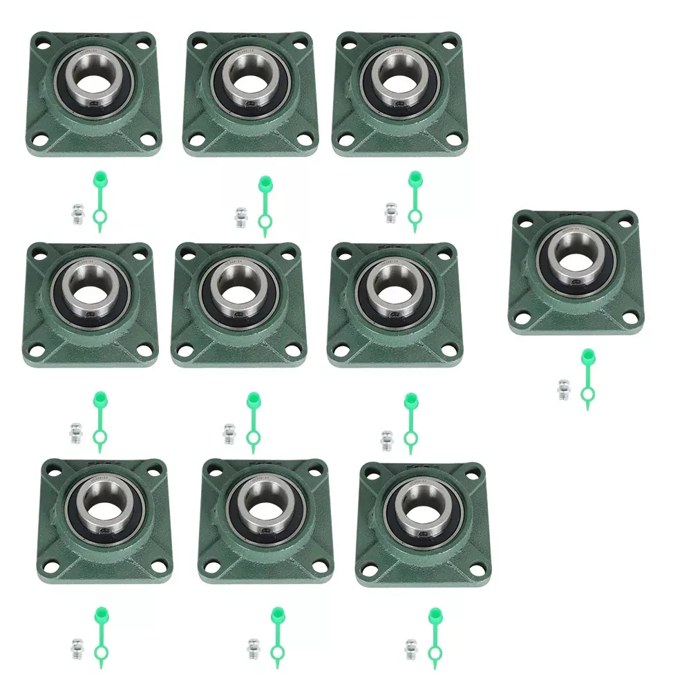 10 Pieces UCF205-16 Pillow Block Flange Bearing 1" Bore 4 Bolt Solid Base