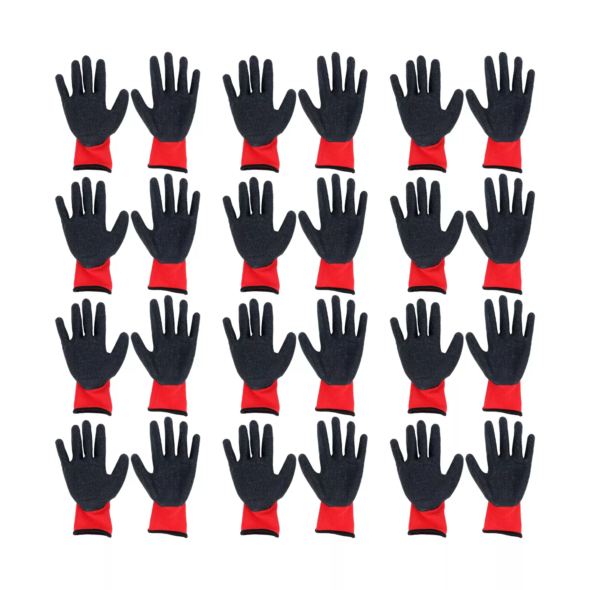 12 Pairs Crinkle Latex Rubber Coated Safety Work Gloves M-Size