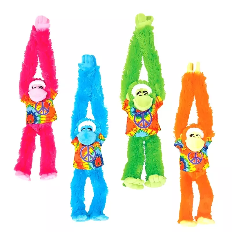 17″ Hanging Ape Plush with Tie-Dye Shirt