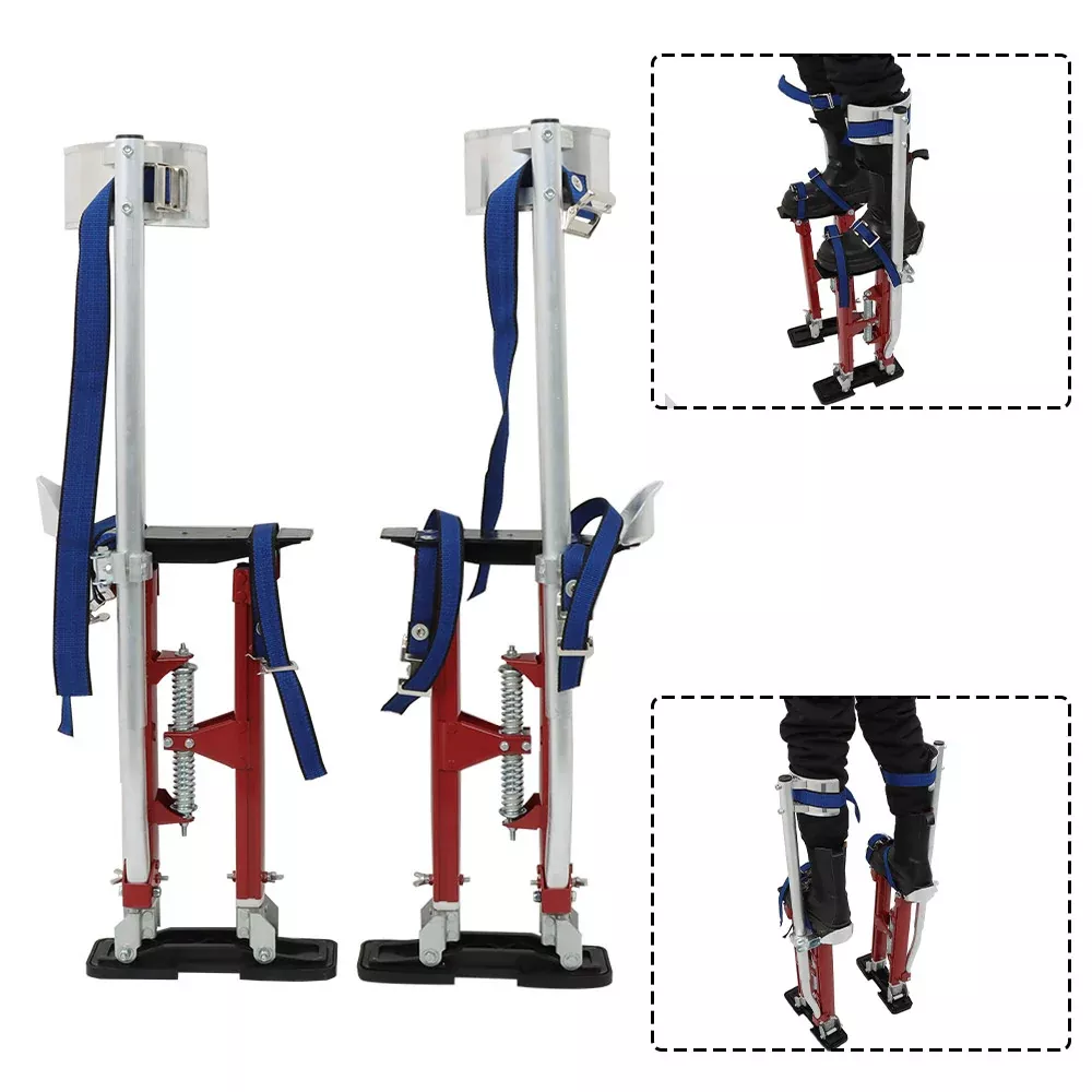 18" - 30" Aluminum Drywall Stilt Tool For Drywall, Wallpaper, Painting Tools Red