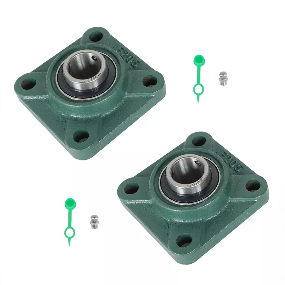 2 PCS UCF205-16 Solid Base Pillow Block Flange Mounted Bearing 1" Bore 4 Bolt