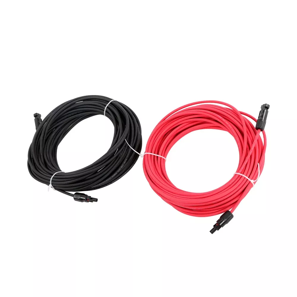 20M 4mm2 Solar Cable Black+Red Waterproof Wire w/M4 Connector for Solar Panels