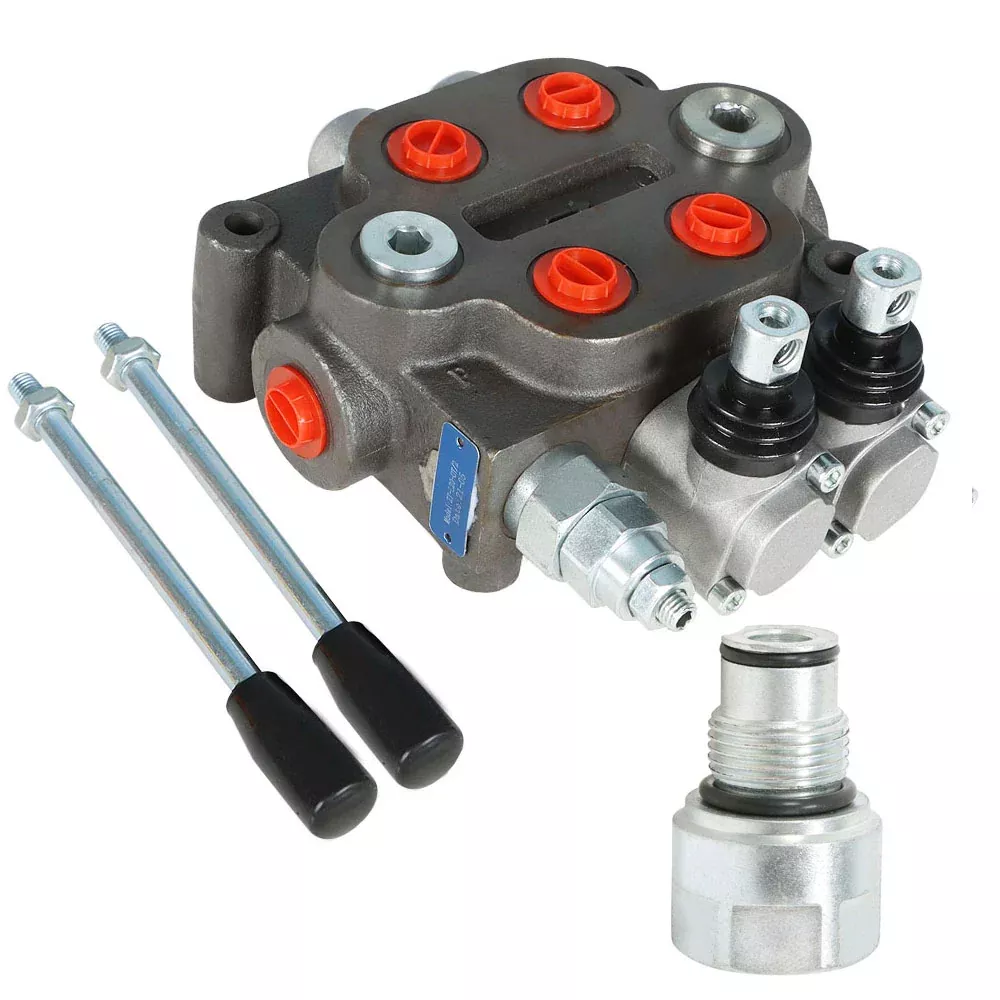 25GPM 2 Spool Hydraulic Control Valve Tractor BSPP + Conversion Plug NEW