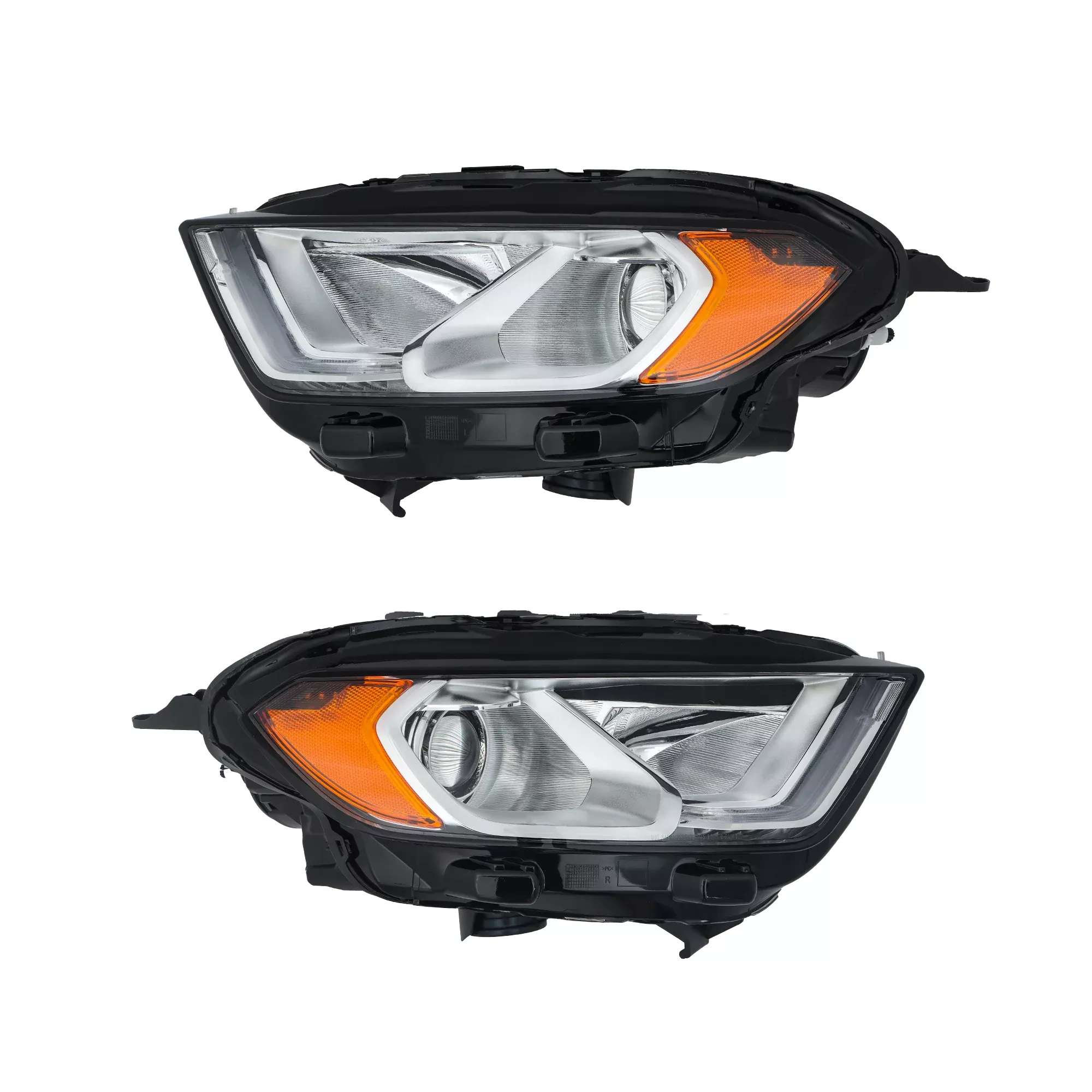 2PCS Headlights Assembly Chrome Housing Replacement for EcoSport 2018-2023 Halogen with DRL Driver Side and Passenger Side LH RH GN1Z13008CY GN1Z13008AN
