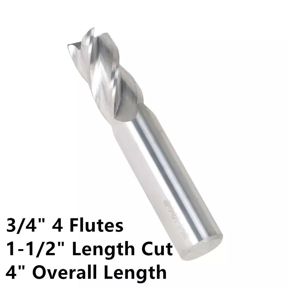 3/4" 4 Flute Carbide End Mill 1-1/2" Length Cut 4" Overall Length US