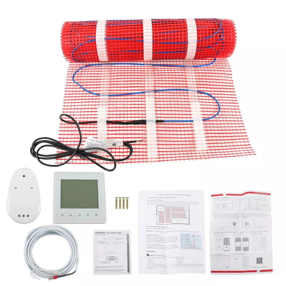 30 Sqft Electric Radiant Floor Heating System Tile with Thermostat Mat Kit 120 V