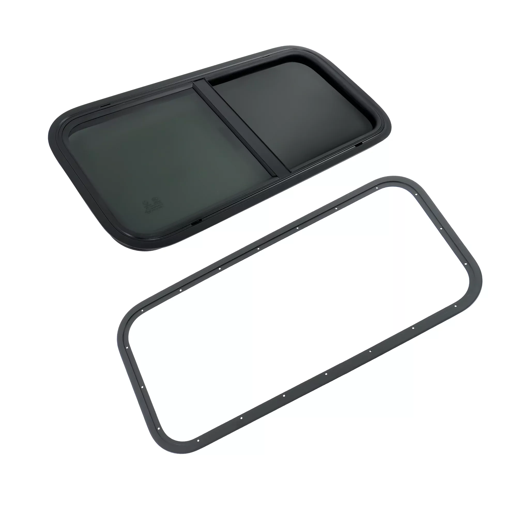 30"W x 15"H For RV Camper Horizontal Sliding Window w/Black Trim Ring w/Lock