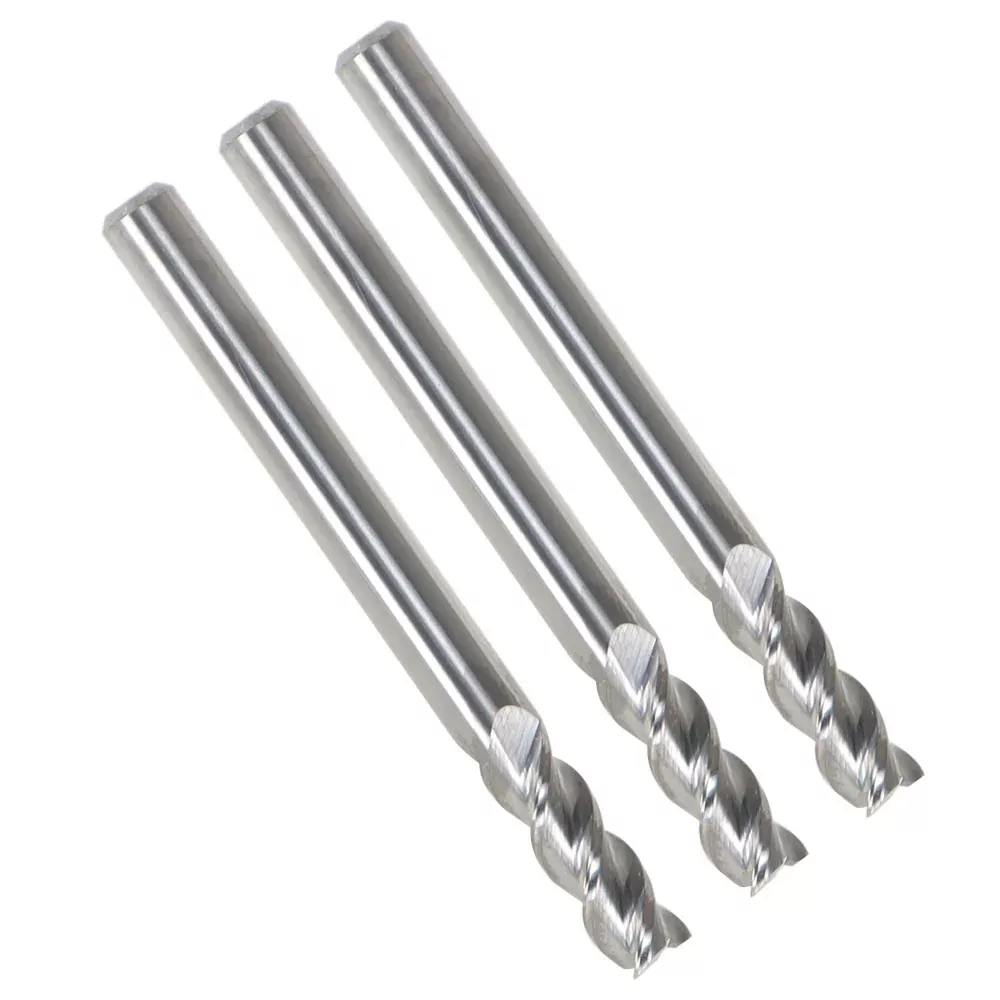 3Pack 3/16"3 Flute Regular Length Carbide End Mill 9/16" Cutting long