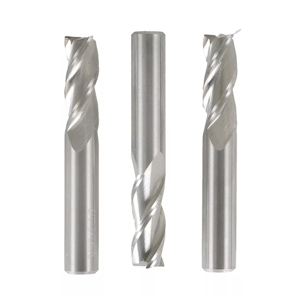 3Pcs 3 Flute End Mill 3/8" Diameter x 1" Length of Cut x 2-1/2" Overall Length