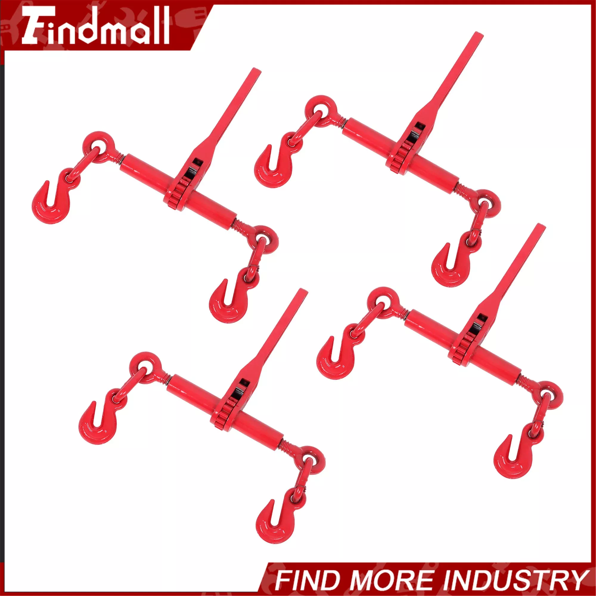 4 x Ratchet Chain Load Binder 1/4" - 5/16",Chain Hook Tie Down Rigging Equipment