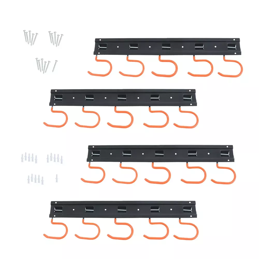 4x17" Garage Wall Hook Heavy-Duty Adjustable Organizer w/Screws & Dowels 68"Span