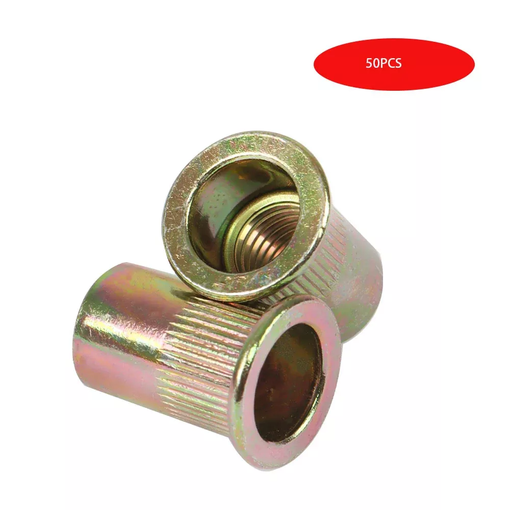 50 Pack M10 Insert Nutsert Zinc Plated Flat Head Rivet Nut Rivnut