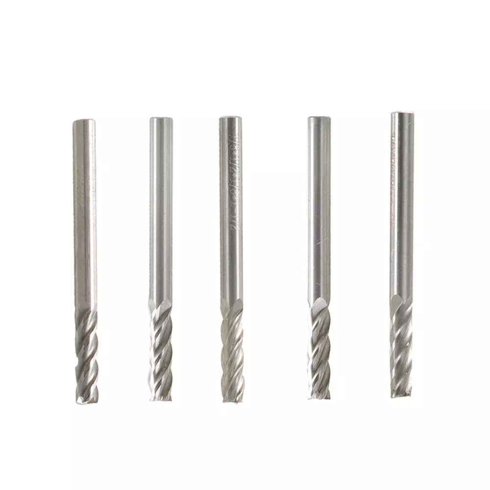 5Pcs 4 Flutes Carbide End Mill 1/8" Shank 1/2" Length Cut 1-1/2" Overall Lengt