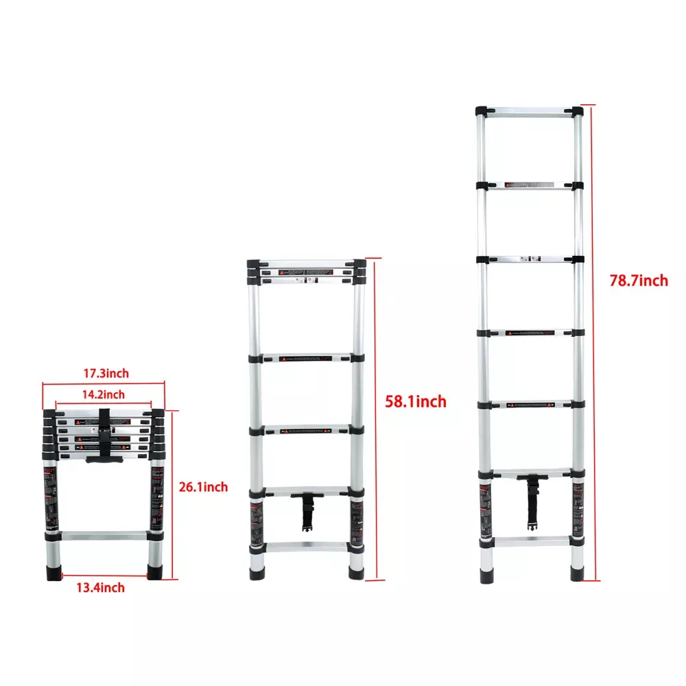 6.6 FT Extension Ladders Lightweight Collapsible Ladders Aluminum Telescoping
