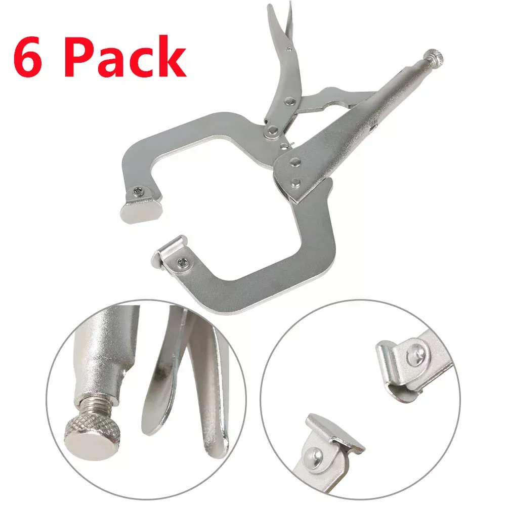 6 Pack 11" C Clamp Locking Pliers Adjustable Locking Welding With Swivel Pad New