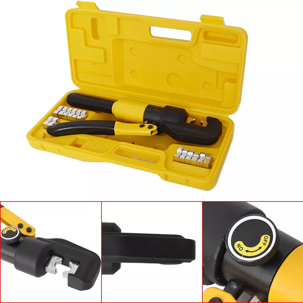 6Ton Hydraulic Crimper Crimping Tool W/ 8 Dies Wire Battery Cable Lug Termina