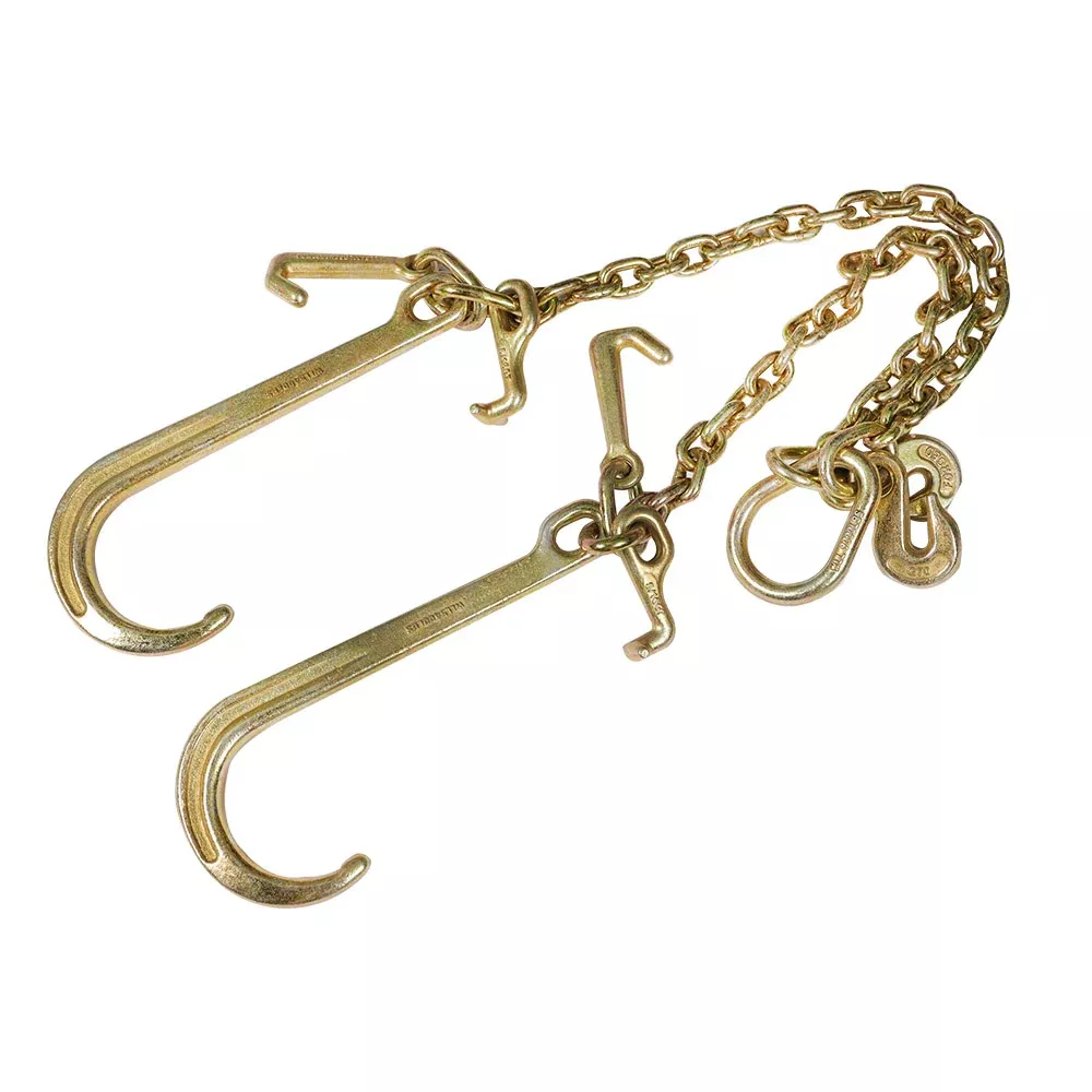 70G V-Chain Bridle w/ 15" Large J Hooks, T- Hook & J-Hook w/ Grab Hooks 2' Legs