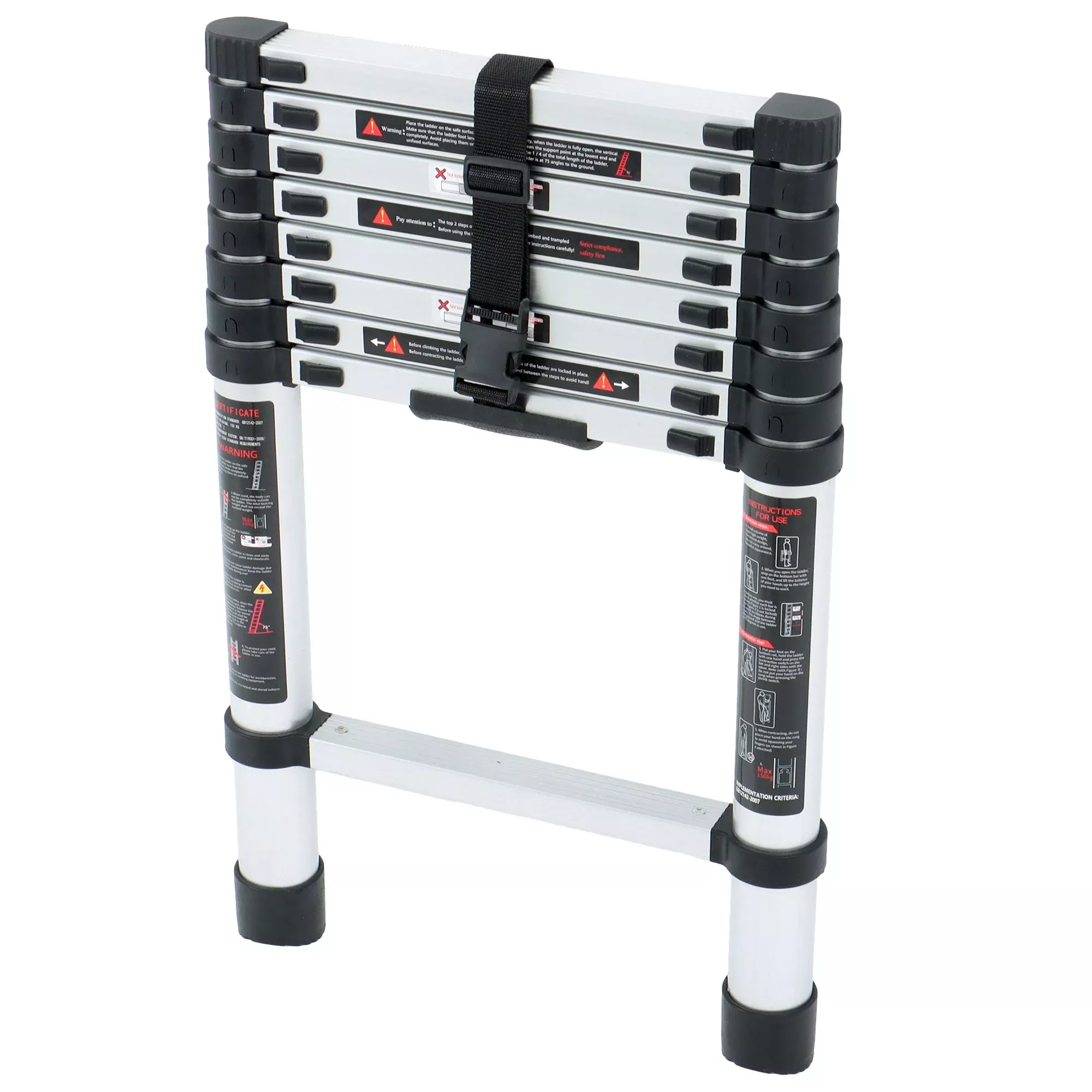 8.5 FT Aluminum Telescopic Ladder Heavy Duty Folding Extension Step 330lbs