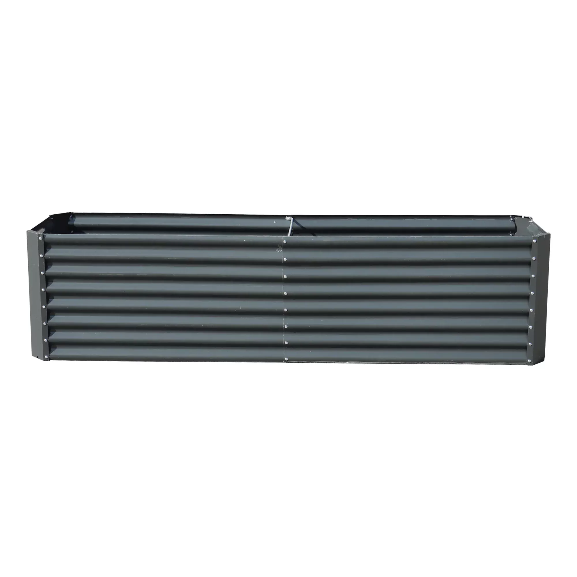 8 x 2ft Galvanized Steel Raised Garden Bed Kit - 24" Deep Planter Box Dark Gray