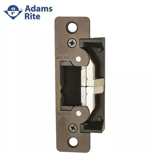 Adams Rite - 7400 - Electric Strike for Adams Rite or Deadlatches or Cylindrical Locks - 1/2" to 5/8" Latchbolt- Satin Stainless - Fail Safe/Fail Secure - 1-1/4" x 4-7/8" - Flat Radius Plate - 12/24 VDC
