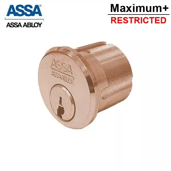 ASSA - Maximum+ Restricted - Mortise Cylinder - 1-1/8" - Optional Keying - 612 - Satin Bronze