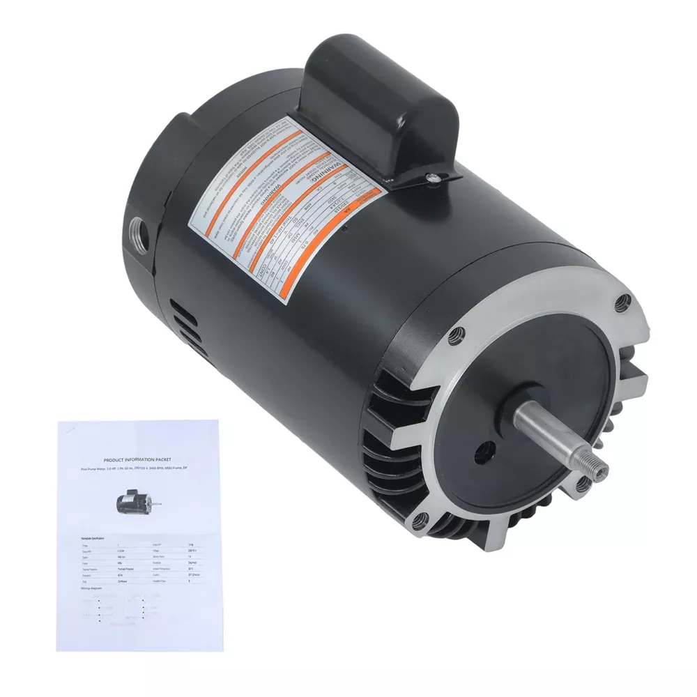 B128 M56J 1HP 115/230V Single Speed C-Face Pool Pump Motor Ball Bearings SF 1.40