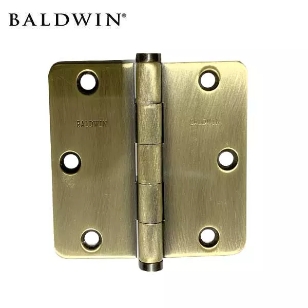 Baldwin - 1435.050.I - 1/4" Radius Corner Hinge - 3.5" x 3.5" - 050 - Satin Brass & Black