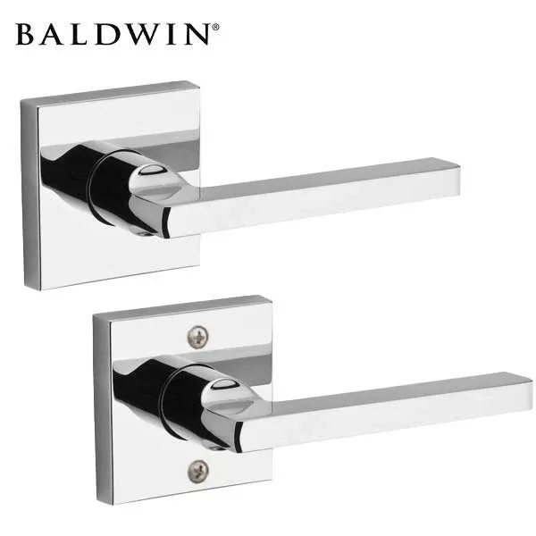 Baldwin Reserve - PS.SQU.CSR - Contemporary Square Lever Set - Square Rose - 260 - Polished Chrome - Passage - Grade 2 - RH
