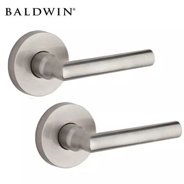 Baldwin Reserve - PS.TUB.CRR- Tubular Lever Set - Contemporary Round Rose - 150 - Satin Nickel - Passage - Grade 2 - RH