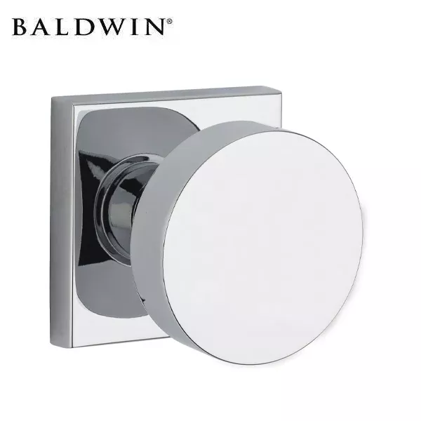 Baldwin Reserve - PV.CON.CSR - Contemporary Knob Set - Square Rose - 260 - Polished Chrome - Privacy - Grade 2