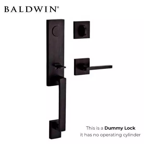 Baldwin Reserve - Seattle Contemporary Lever Handleset - Full Dummy - Contemporary Square Rose - 150 - Satin Nickel - Grade 2 - LH