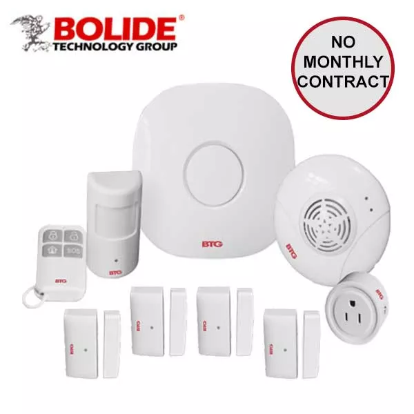 Bolide - Wireless Alarm Security Kit - 9 Pieces - Motion Sensors / Smart Plug / Central Hub - Self monitored security system - App Controlled - White