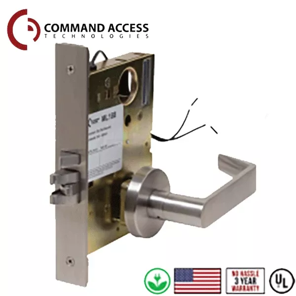 Command Access - Electrified Mortise Lever set - Fail Secure - Storeroom - L6 - 24V - Satin Chrome - Grade 1