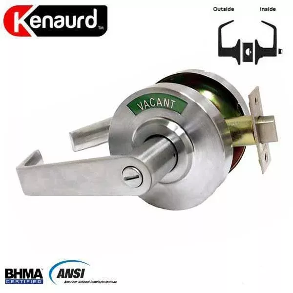 Commercial Lever Set Handle - 2-3/4” - 2-3/8" Backset - Satin Chrome - Privacy with Indicator - Grade 2