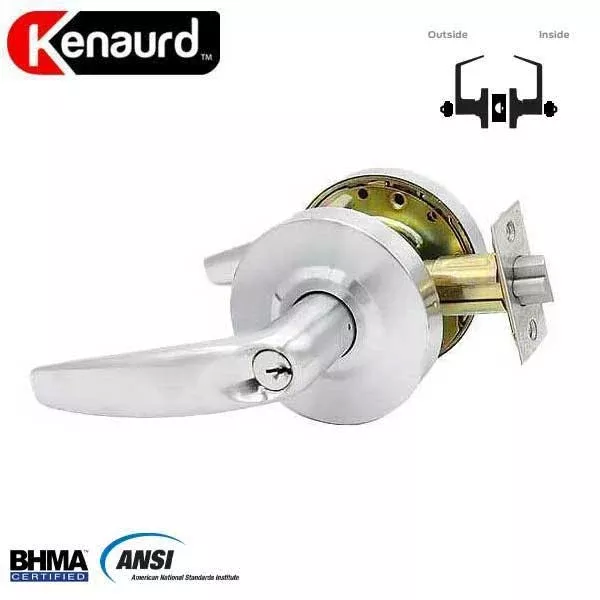 Commercial Lever Set Handle - Contemporary Design - Double Sided - 2-3/4” Standard Backset - Satin Chrome - Asylum / Institutional - Grade 2
