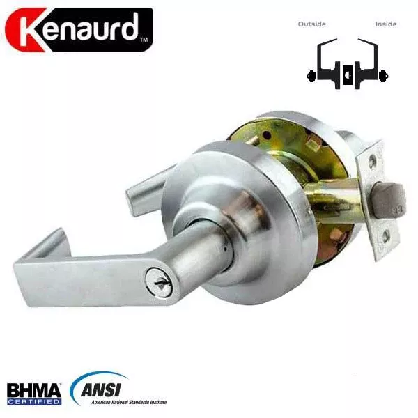 Commercial Lever Set Handle - Double Sided - 2-3/4” Standard Backset - Satin Chrome - Institution- Grade 1