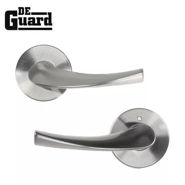 Contemporary Wave Lever Set - Passage - Round Rose - Satin Nickel - Grade 3
