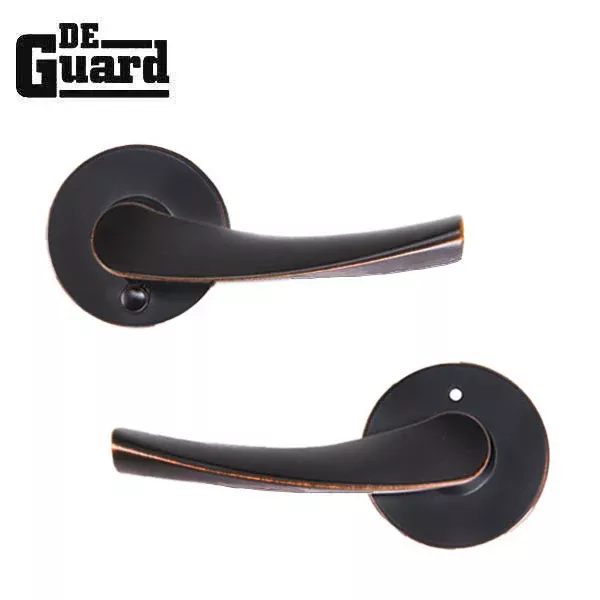 Contemporary Wave Lever Set - Privacy - Round Rose - Aged Bronze - Grade 3