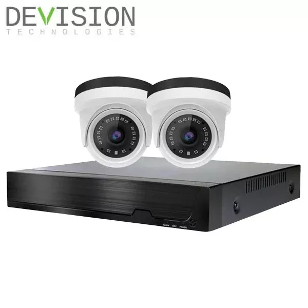 Devision / HDCVI DVR Kit / 4 Channels / 5MN XVR / 1TB HDD / 2 x 2MP Eyeball Cameras w/ 4mm Lens / DVA-XD2504-2241