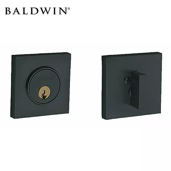 *Discontinued* Baldwin Estate - 8220 Santa Monica Contemporary Square Deadbolt - Singl Cyl - 150 - Satin Nickel - Grade 2