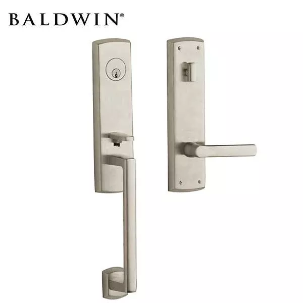 *Discontinued* Baldwin Estate - 85387.RENT - Soho Lever Handleset - Singl Cyl - Interior Lever - 056 - Lifetime Satin Nickel - Entrance - Grade 2 - RH
