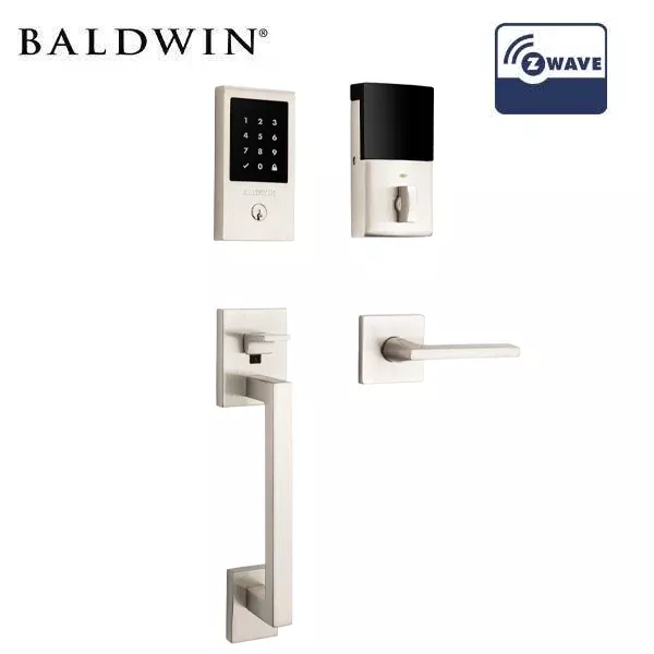 *Discontinued* Baldwin Estate - 85393.ZWLENT Minneapolis Touchscreen Electronic Keyless Entry Handleset - Singl Cyl - Z-Wave - 190 - Satin Black - Grade 2 - LH
