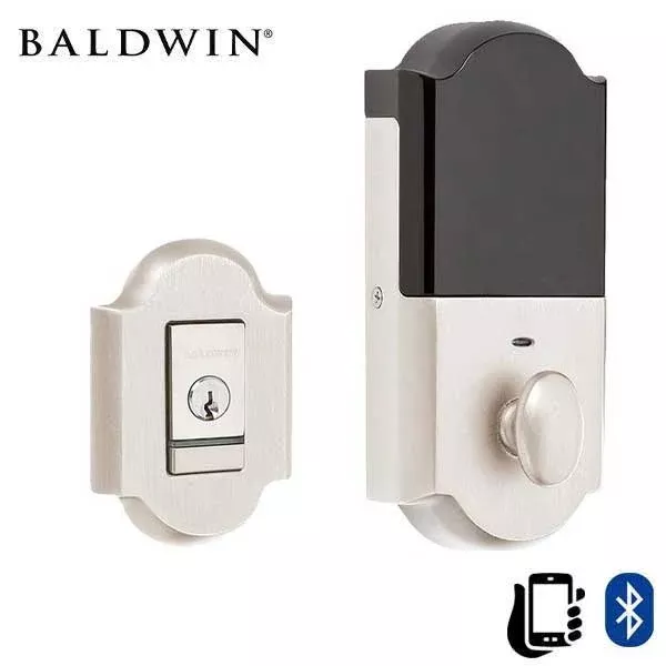 *Discontinued* Baldwin Estate Evolved - 8252.150.B Arched Electronic Deadbolt - Singl Cyl - Bluetooth - 150 - Satin Nickel - Grade 2