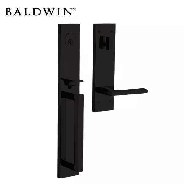 *Discontinued* Baldwin Estate Evolved - 85392.RENT - Minneapolis Escutcheon Full Handleset - Singl Cyl - 150 - Satin Nickel - Grade 2 - RH
